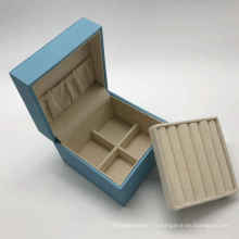 Boîte en cuir PU bleu pour emballage de bijoux